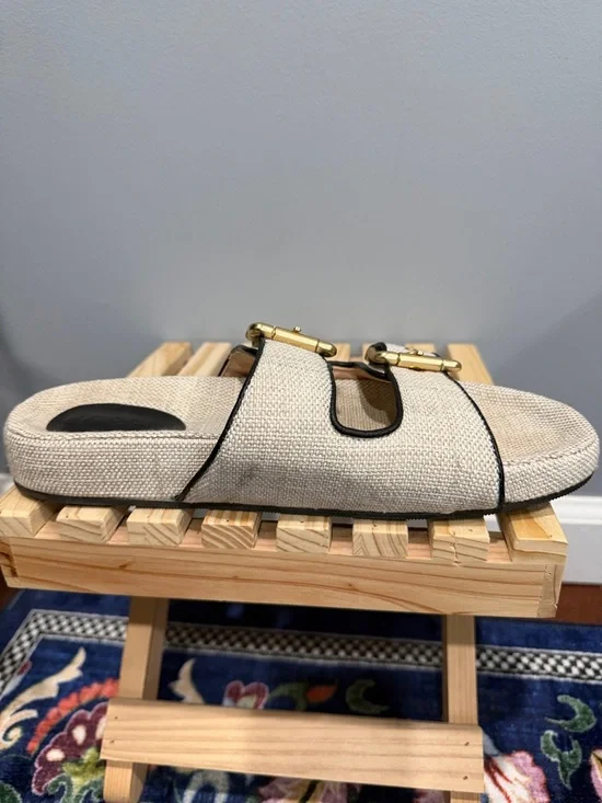 J.Crew Woven Double-Buckle Slide Sandals with Gold Hardware size 9 - Picture 8 of 13